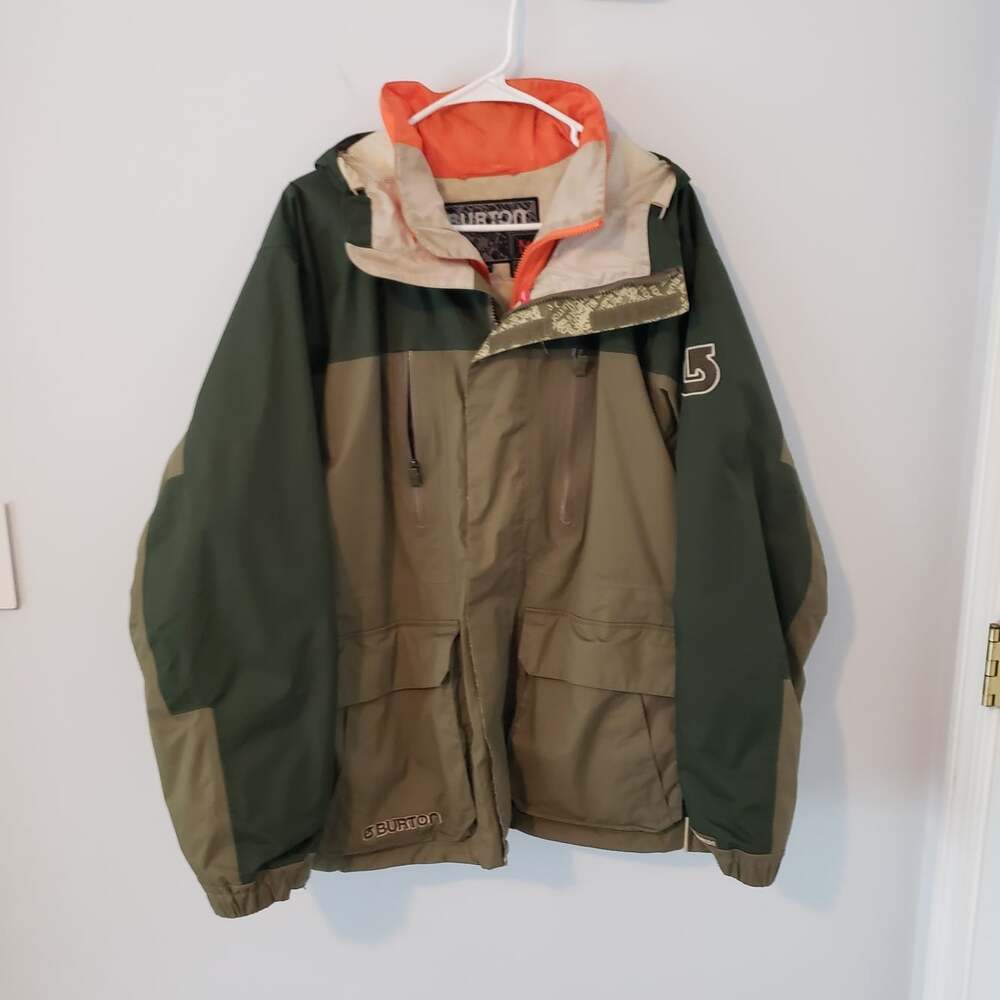 BURTON Green/Tan Snowboard/Ski Jacket Hooded Sz M